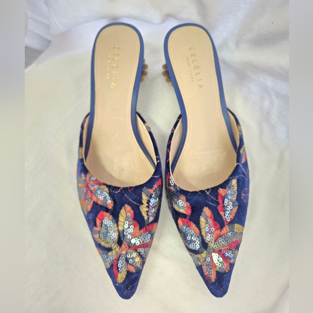 NEW CECELIA NEW YORK women's melony sandals in blue sequin